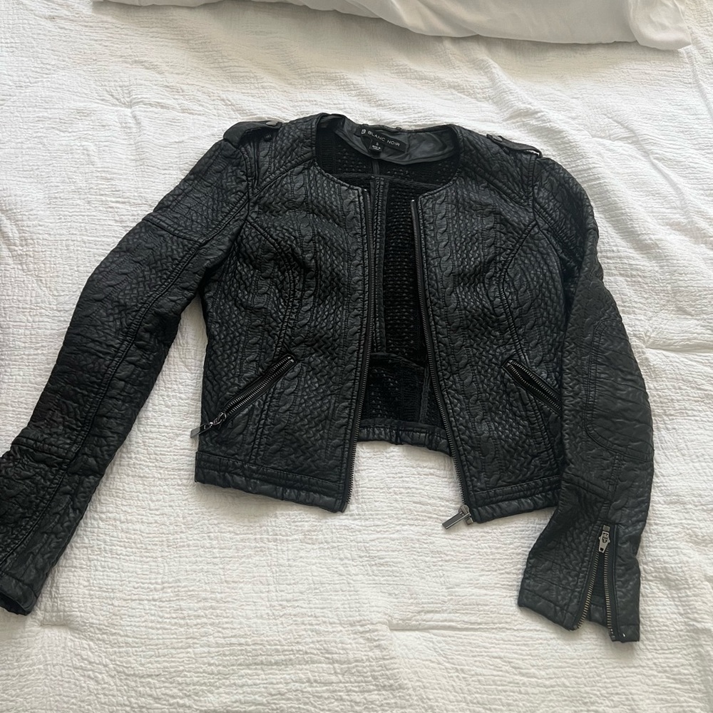 Black leather jacket (polyester)